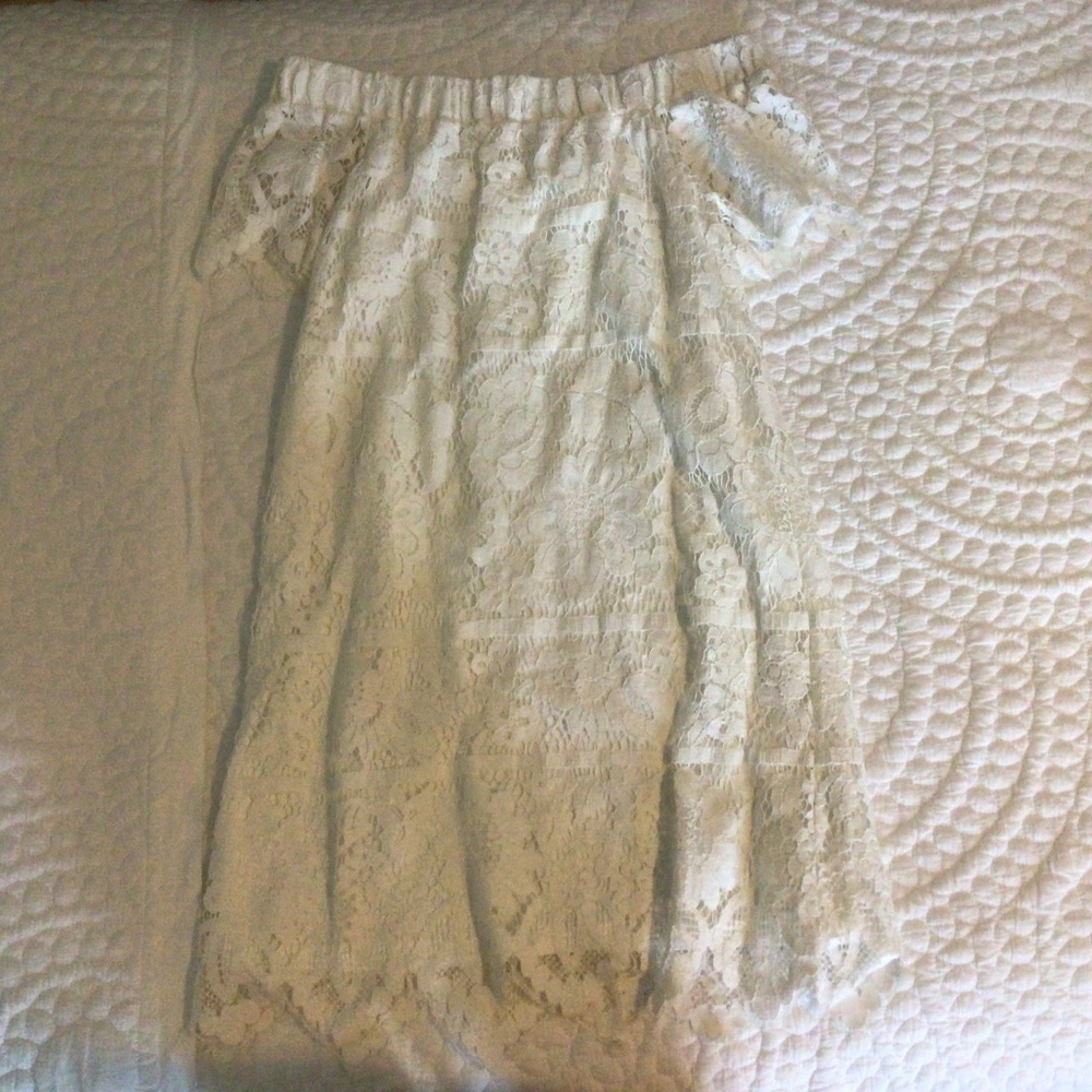 Skies are Blue white lace dress